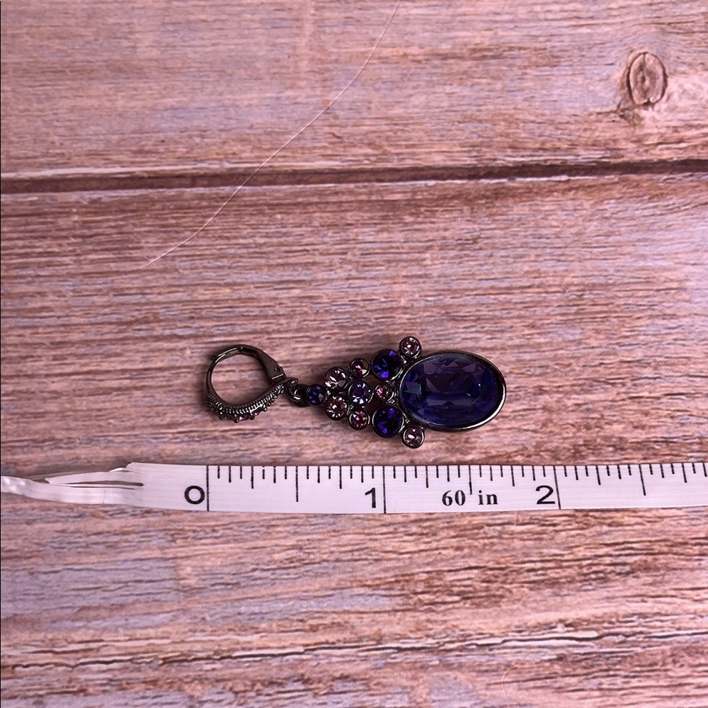 GIVENCHY TEARDROP Leverback Dangle EARRINGSElegant Blue and Purple Drop Earrings - Picture 8 of 8
